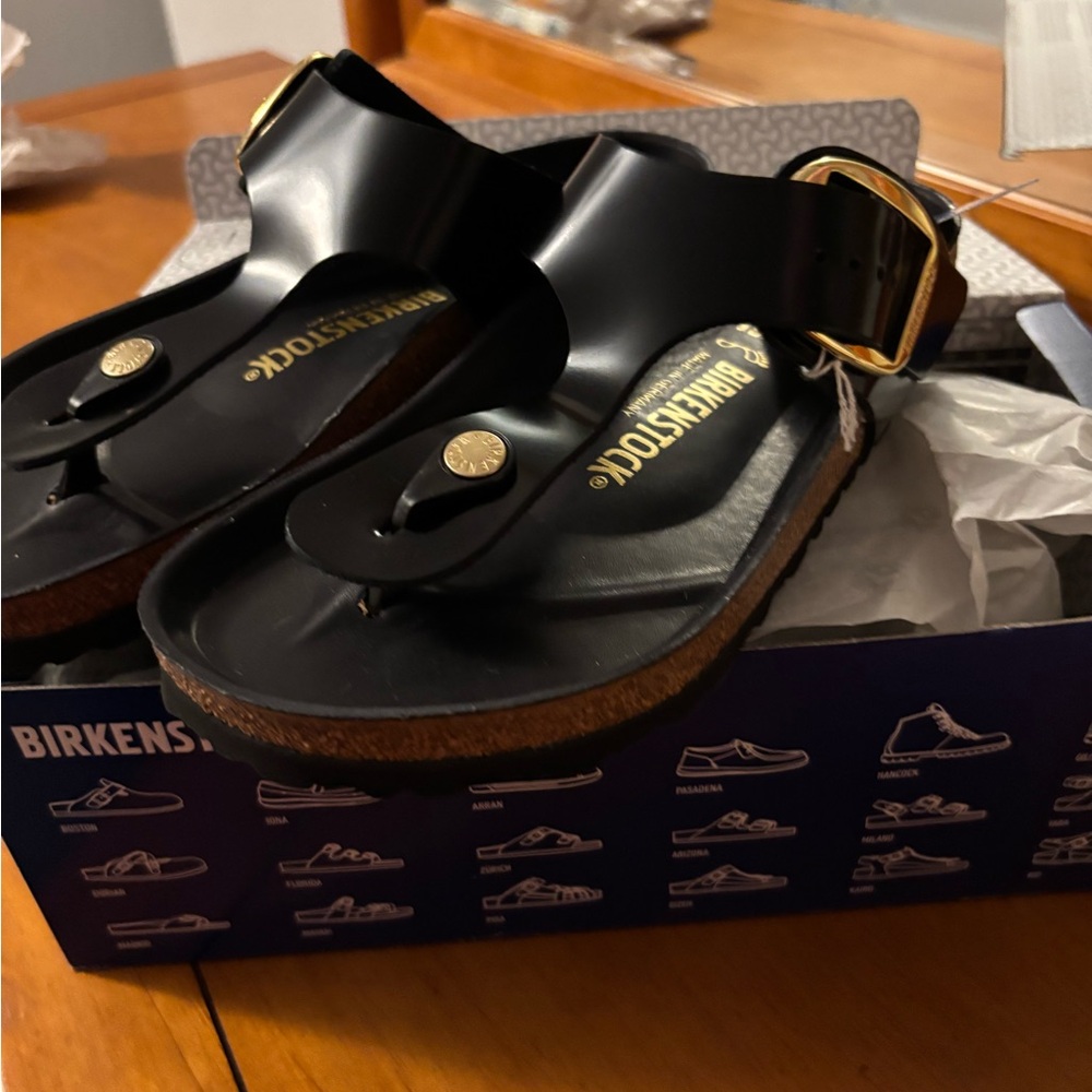 Birkenstock Gizeh Big Buckle High Shine Black Size: EU 38 (7-7.5) Regular NWT